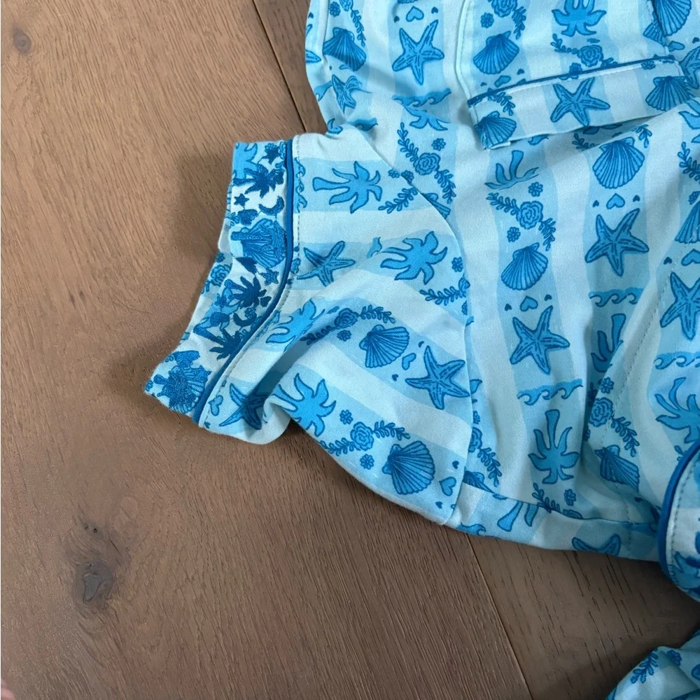 Pink Palm Puff Blue Printed Pajama Set - Picture 12 of 16